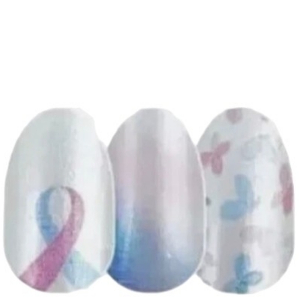 Color Street Never Forgotten Pregnancy & Infant Loss White Ribbons Butterflies